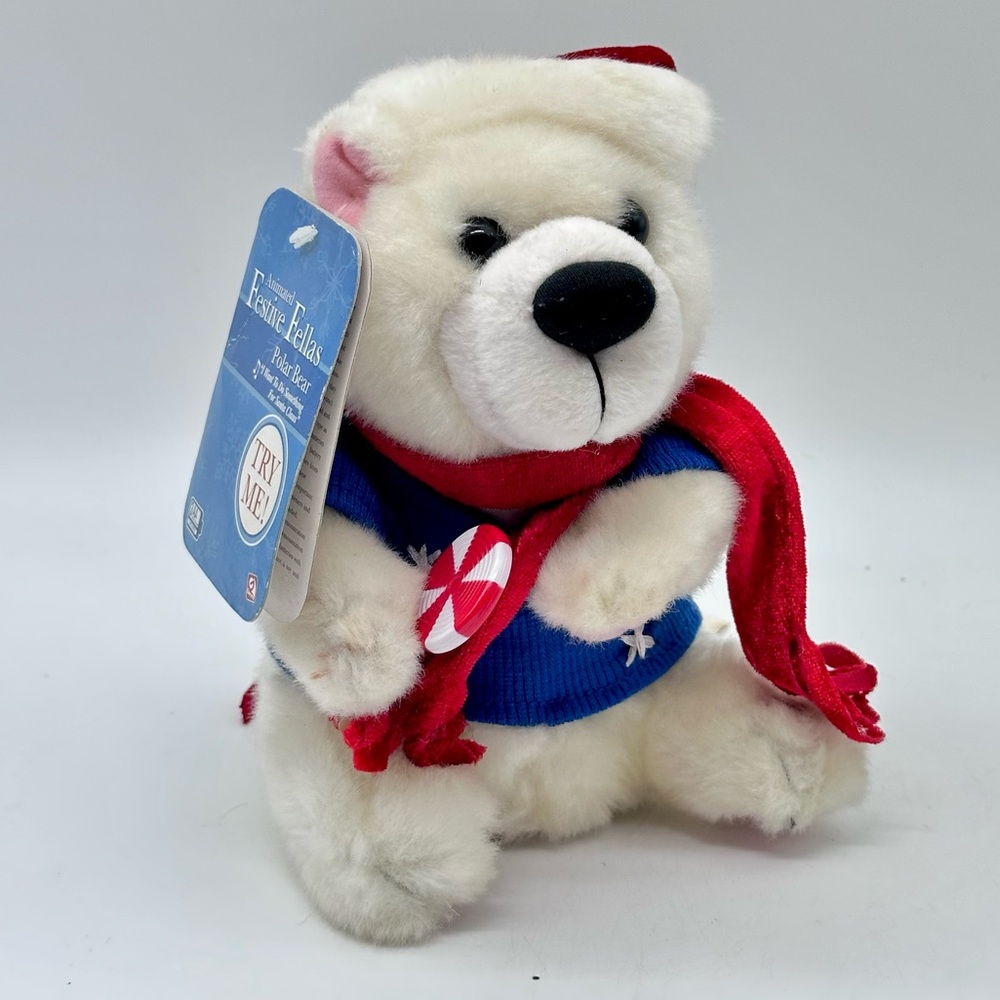Vintage Gemmy 2005 Festive Fellas Polar Bear Holiday Stuffed Plush Toy